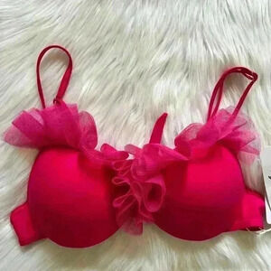 Brazilian Bikini Ruffle Embellished Bikini Top Large NWT